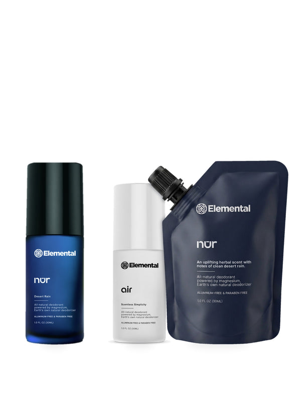 Gift Pack: NUR and Air refillable bottles with one biodegradable refill pouch