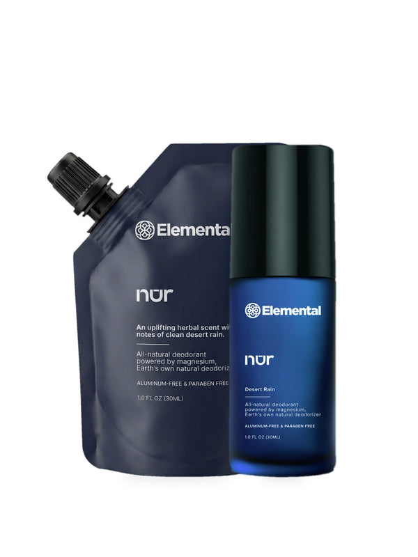 Starter Pack: NUR refillable glass bottle with one biodegradable refill pouch